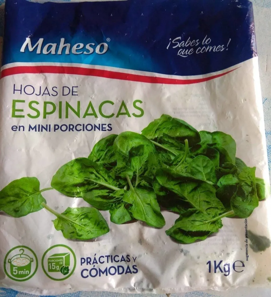Hojas de espinacas en mini porciones