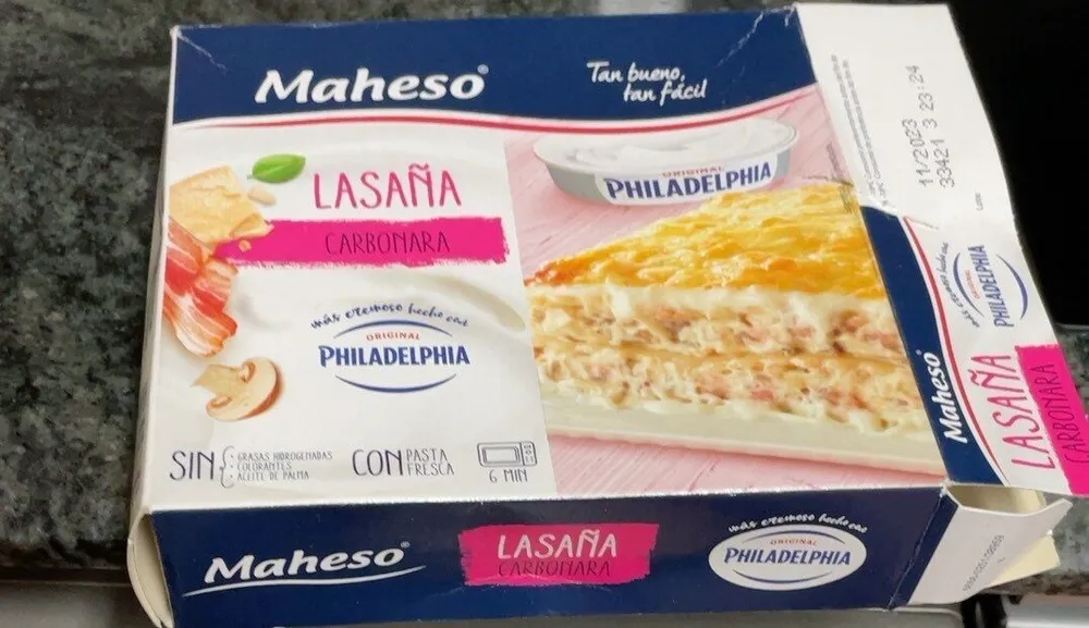 Lasaña carbonara