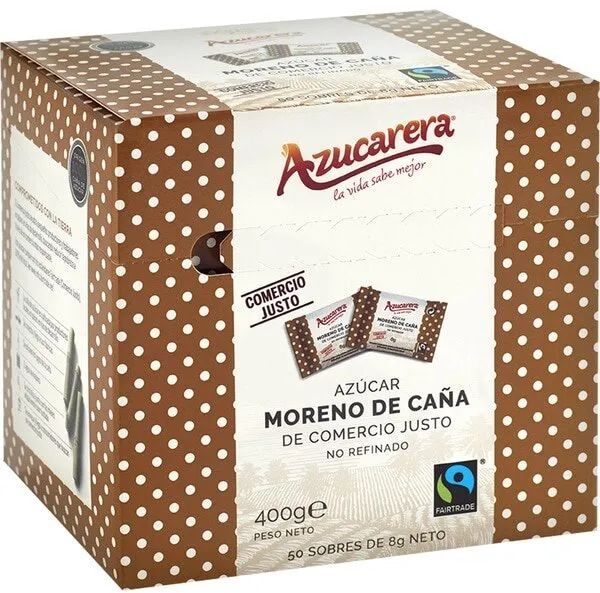 Azúcar moreno de caña integral en sobres bote 400 g