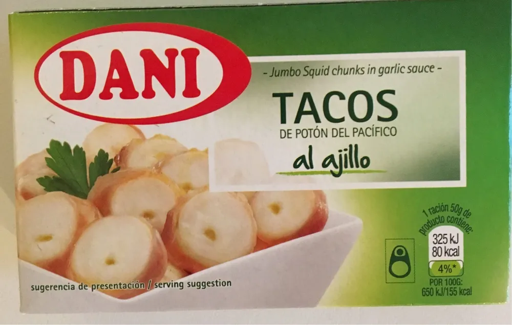 Tacos de potón al ajillo
