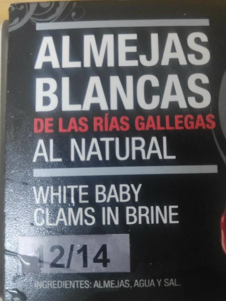 Almejas blancas de las rías gallegas al natural