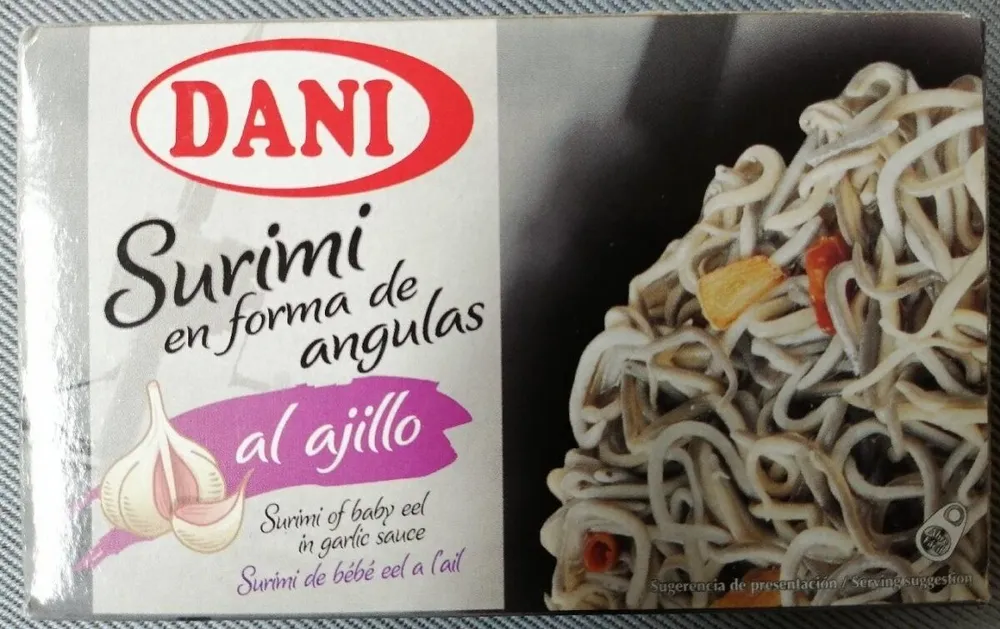 Surimi en forma de angulas al ajilo