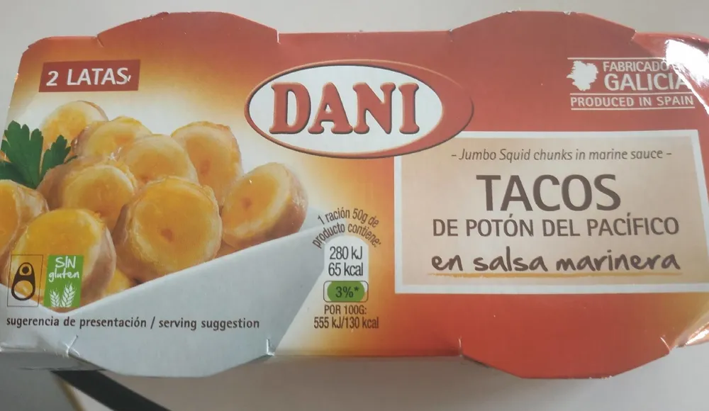 Tacos de potón del Pacífico en salsa marinera