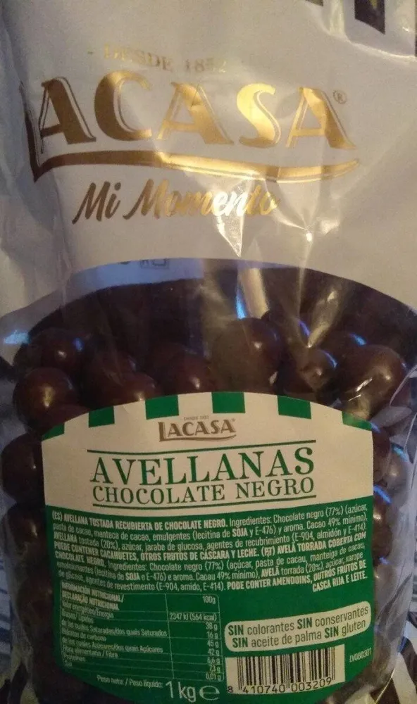 Avellanas con chocolate negro
