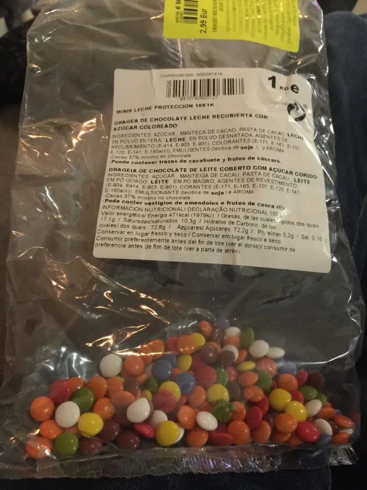 Dragees multicolores au chocolat au lait
