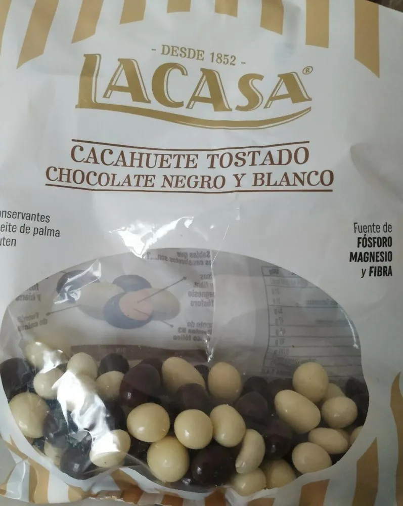 Cacahuete tostado chocolate negro y blanco