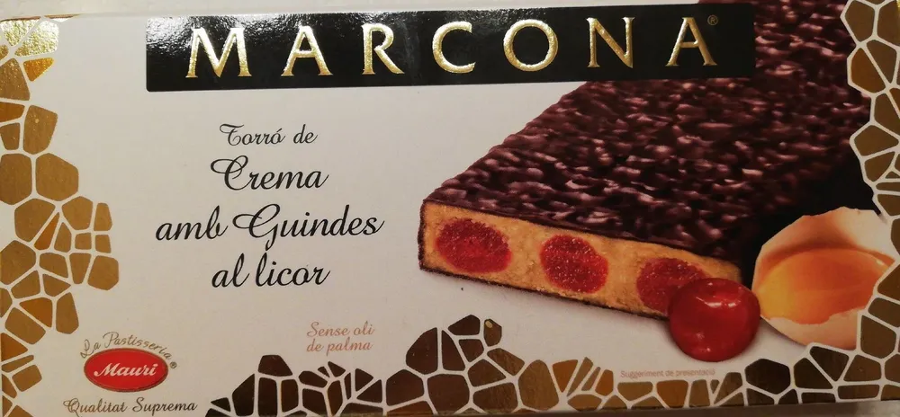 Turrón de crema con guindas al licor