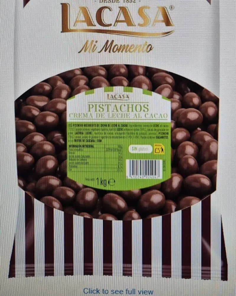 Pistachos crema de leche al cacao
