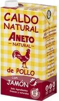 Caldo natural de pollo con jamón
