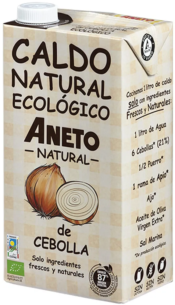 Caldo de cebolla de cultivo ecológico