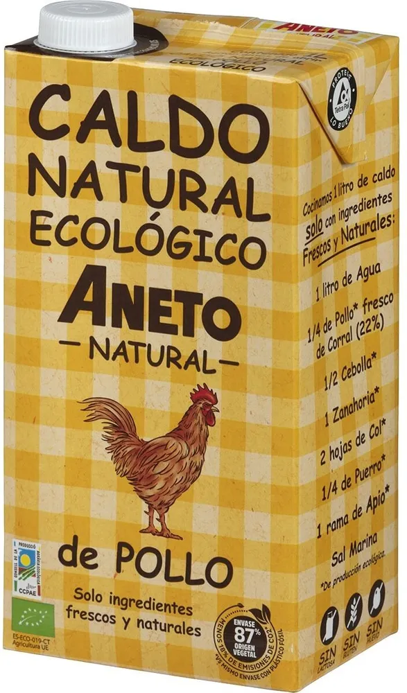 Caldo de pollo ecológico