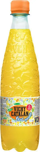 Agua mineral natural con gas sabor naranja
