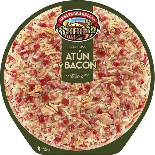 Pizza fresca atún y bacon