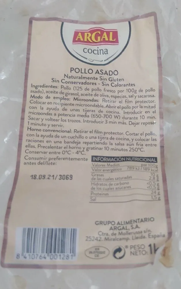 Pollo asado argal