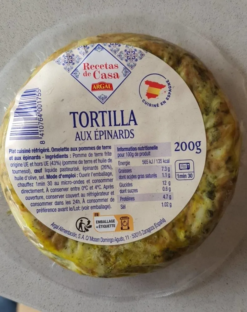 Tortilla aux épinards