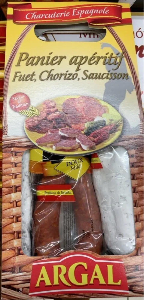 Panier aperitif fuet chorizo saucison