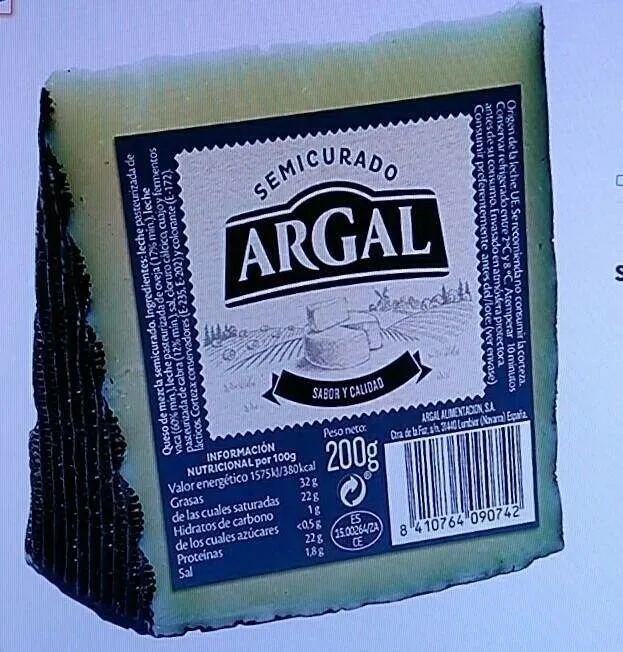 Queso semicurado Argal 200 gramos