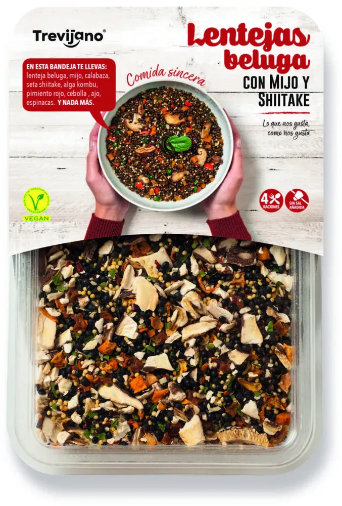 Lentejas beluga con mijo y shiitake