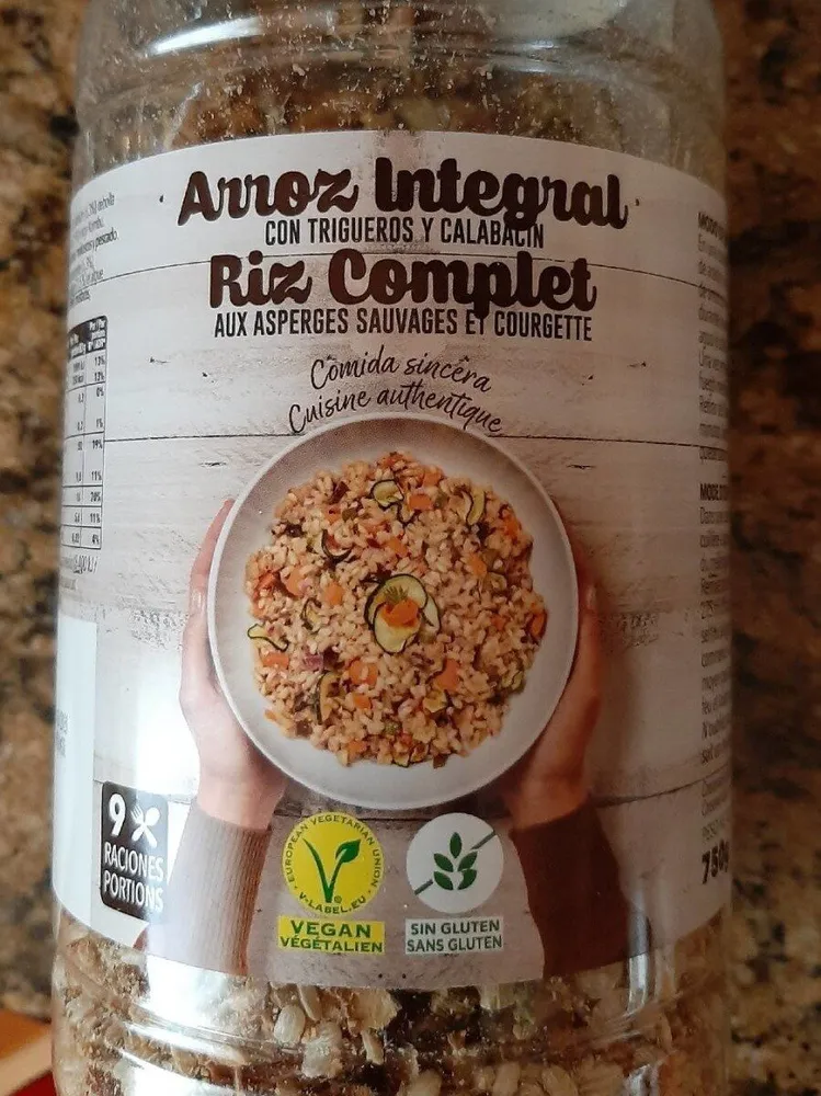 Arroz integral con trigueros y calabacín