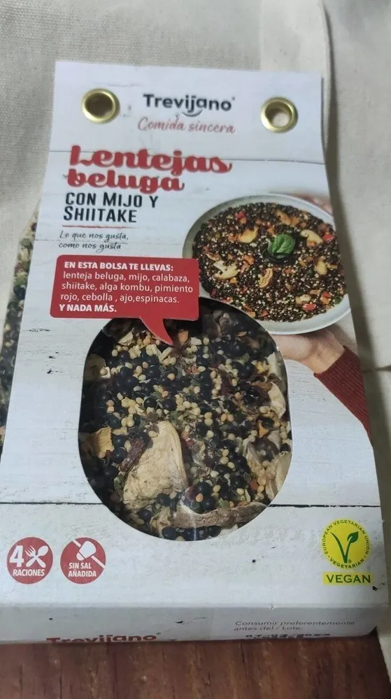 Lentejas beluga con mijo y shiitake