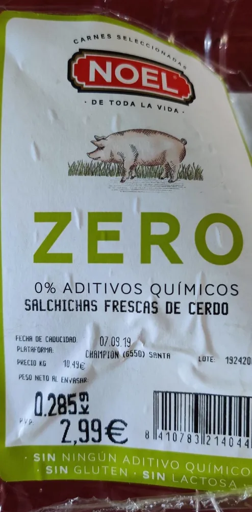 Zero Salchichas frescas de cerdo