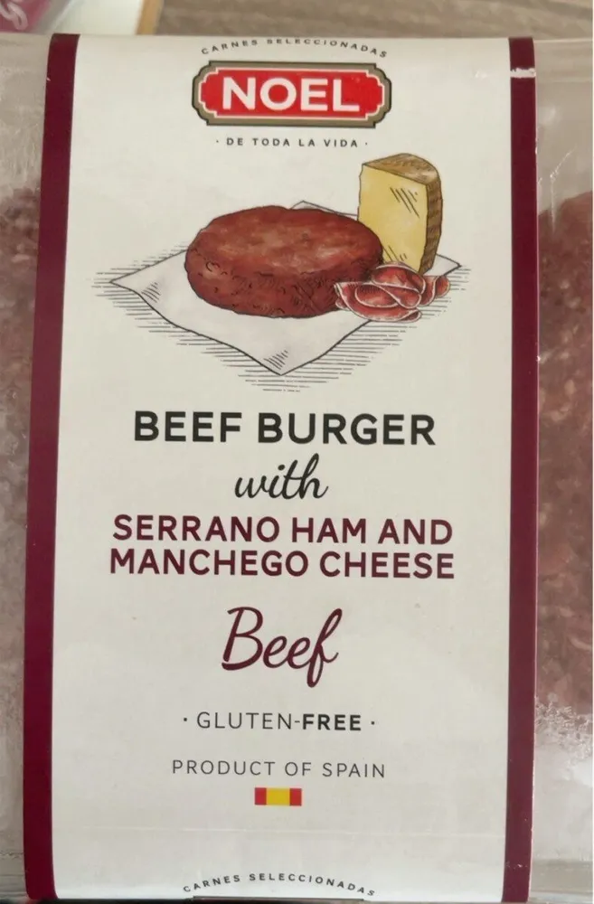 Beef burger with serrano ham