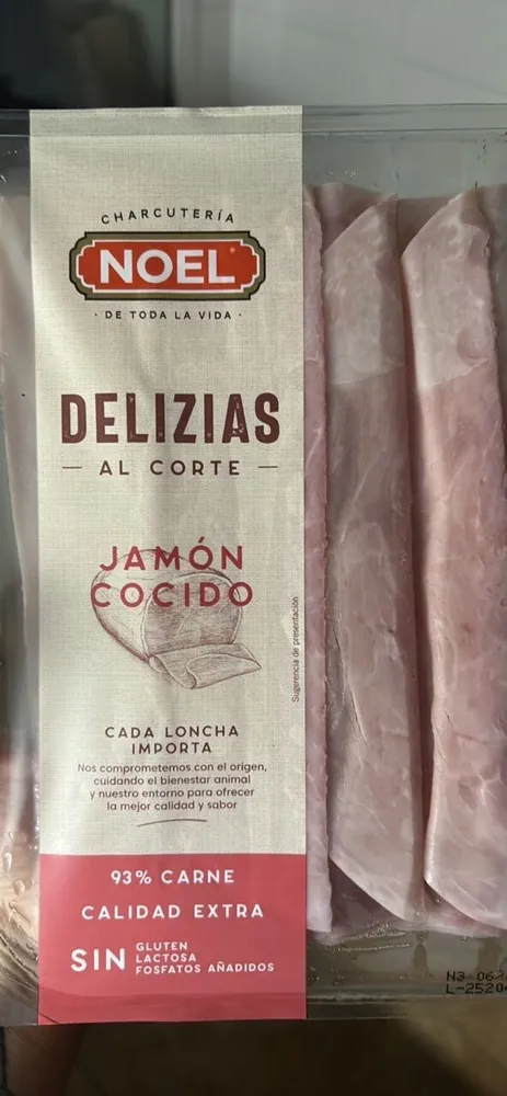 Delizias jamón cocido extra lonchas sin gluten sin lactosa