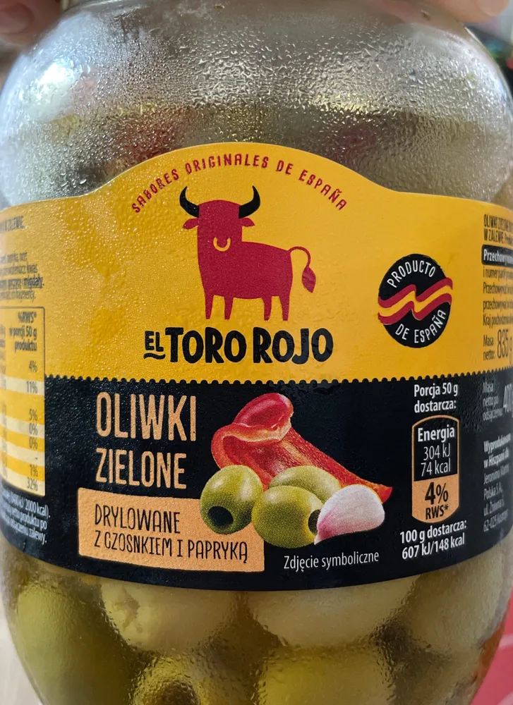 Oliwki zielone drylowane z czosnkiem i papryką