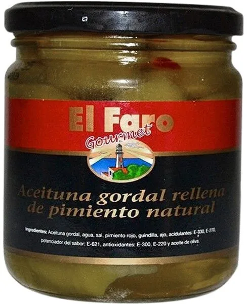 Aceituna gordal rellena de pimiento natural