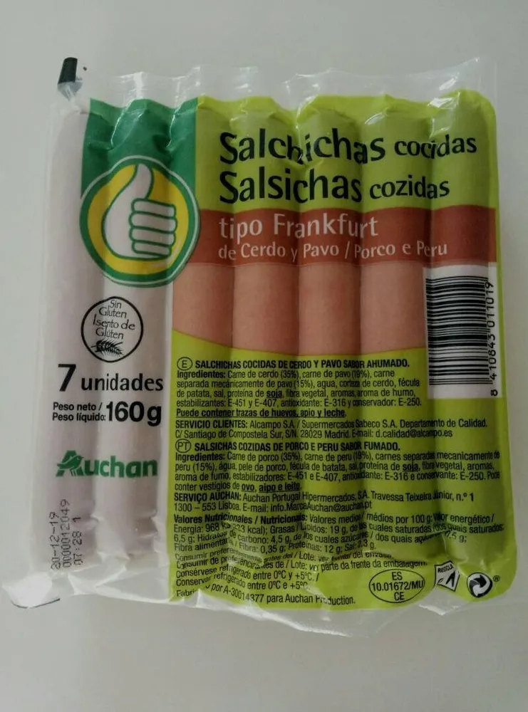 Salchichas cocidas tipo Frankfurt