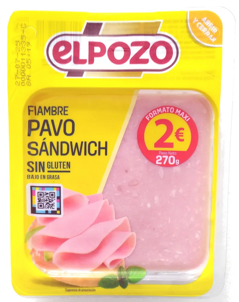 Fiambre pavo sándwich