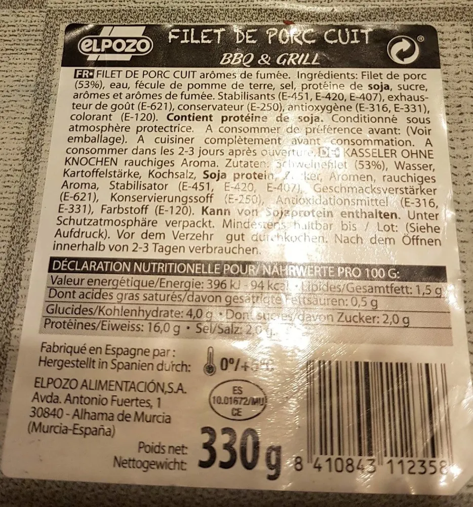 Filet de porc cuit