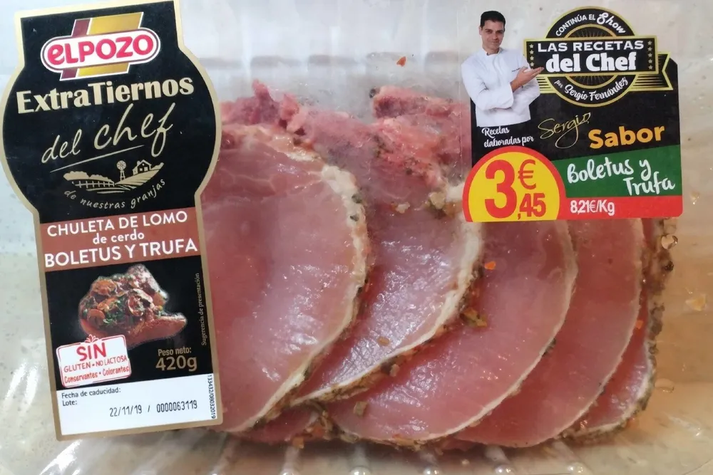 Chuleta de lomo de cerdo boletus y trufa