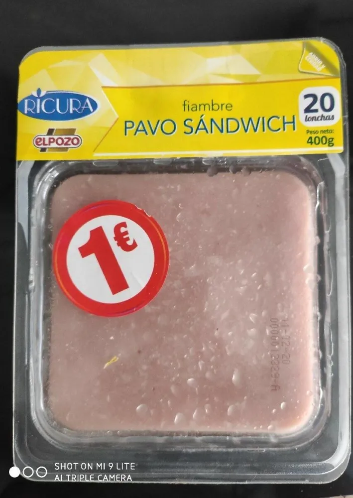 Fiambre Pavo Sándwich