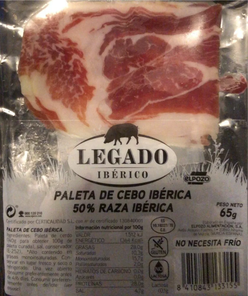 Paleta de cebo iberica 50% raza iberica