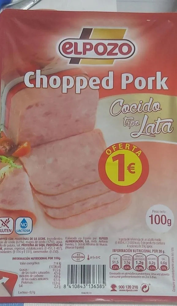 Chopped Pork Cocido Tipo Lata