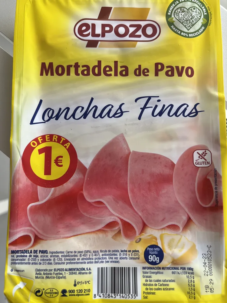 Mortadela de Pavo Lonchas Finas