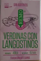 Verdinas con langostinos