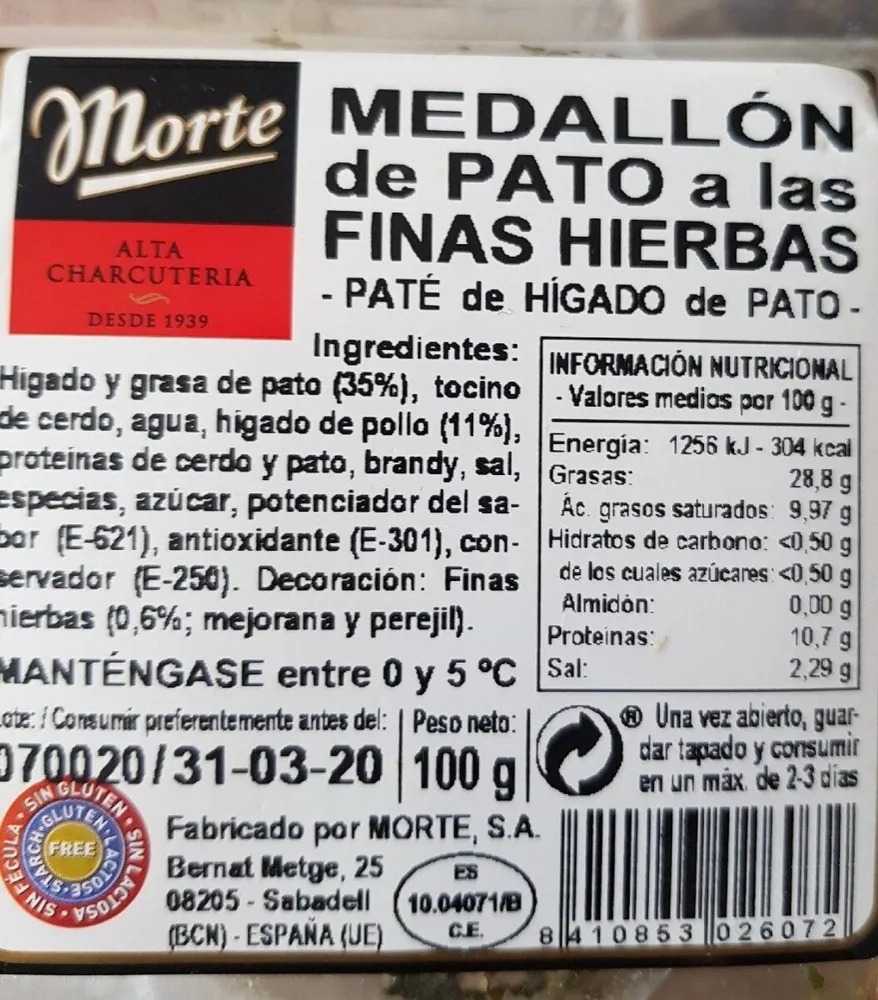 Medallón de pato a las finas hierbas