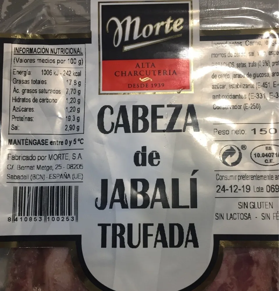 Cabeza jabali trufada