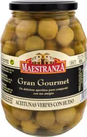 Aceitunas verdes manzanilla con hueso gran gourmet barril