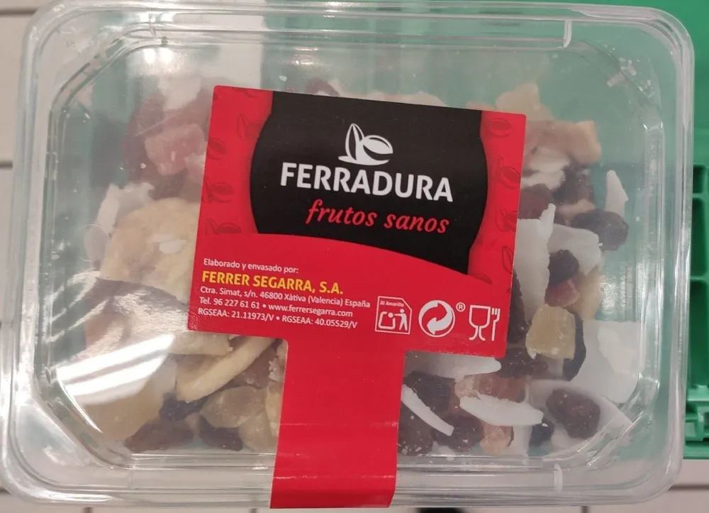 Variado fruta deshidratada