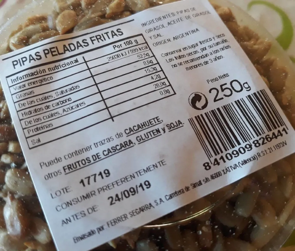 Pipas peladas fritas