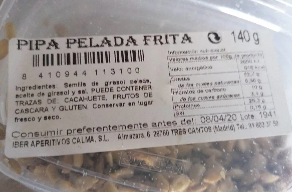 Pipas peladas fritas