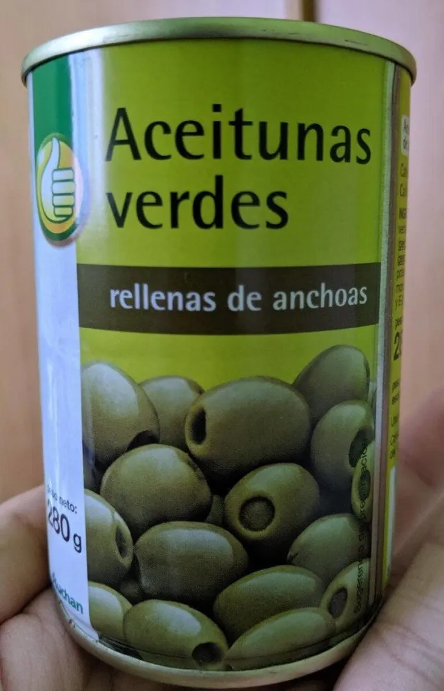 Aceitunas verdes rellenas de anchoas