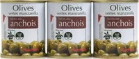 Auchan olives manzanilla vertes farcies anchois boite 3x50g