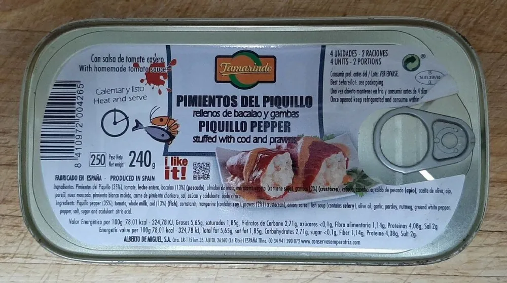 Pimientos del piquillo rellenos de bacalao y gambas