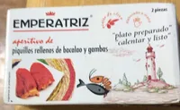 Aperitivo de piquillos rellenos de bacalao y gambas