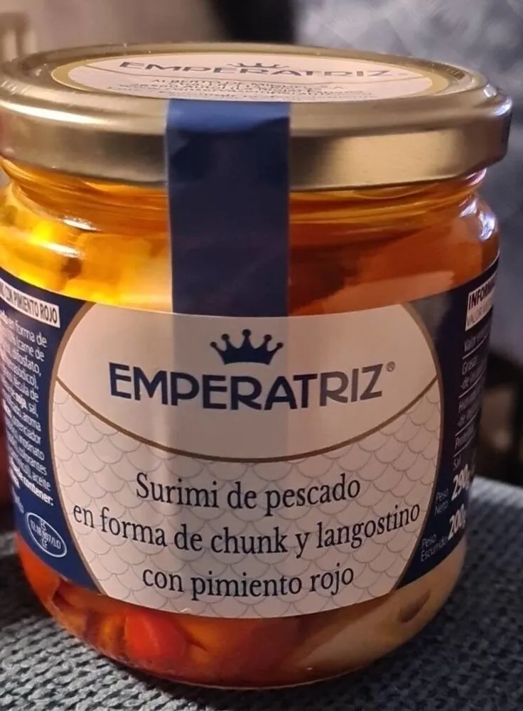 Surimi de pescado langostino y pimiento rojo