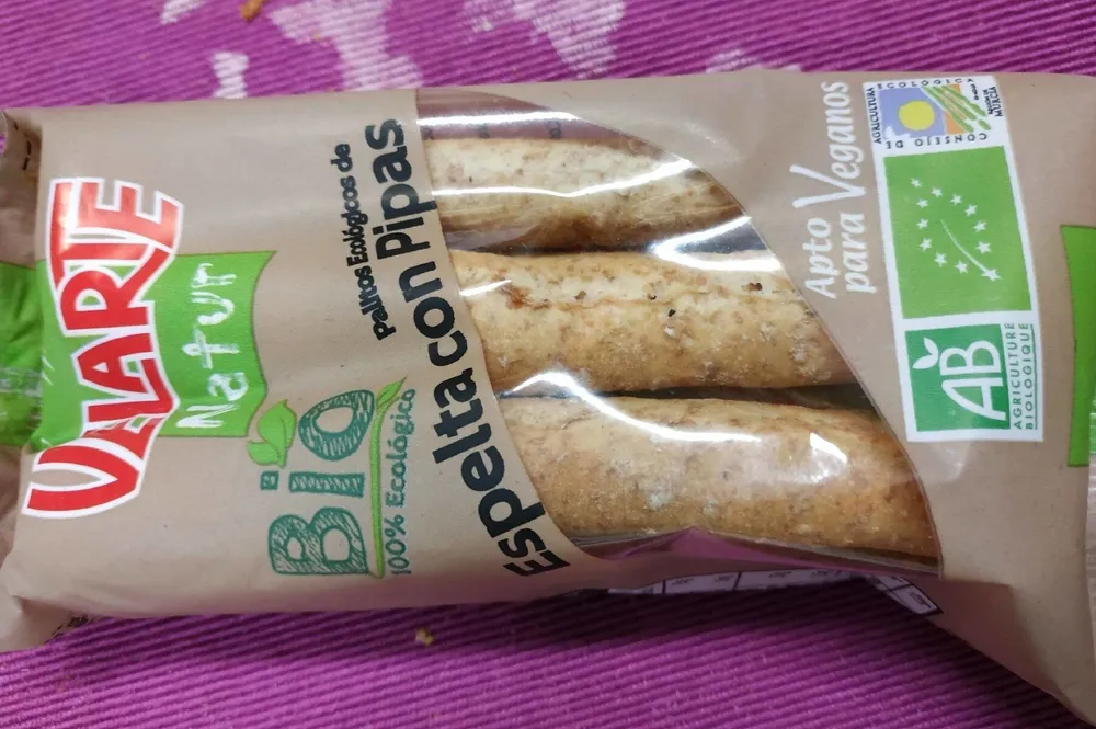 Palitos ecológicos de espelta con pipas